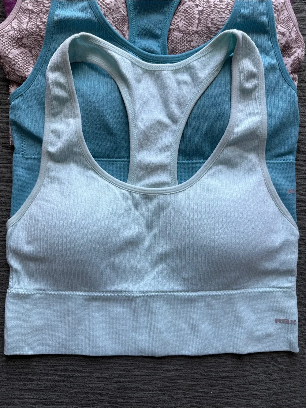Mixed Color Racerback Sports Bra Bundle — Pink, Teal, Plum, Black - Picture 3 of 9